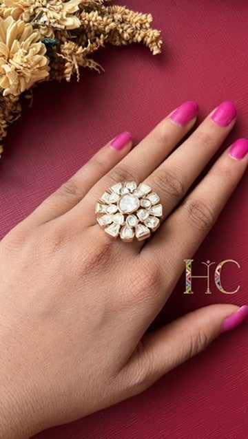 Tulsi Kundan Ring