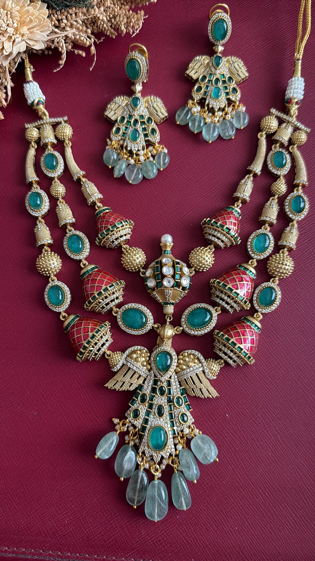 Shravika Heritage Necklace Set -Rubi