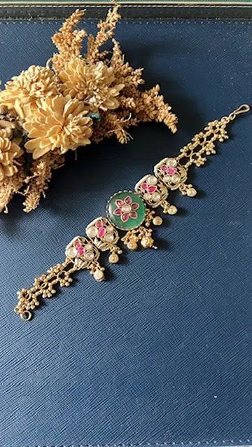Moona heritage bracelet worn on wrist, festive and wedding jewellery
