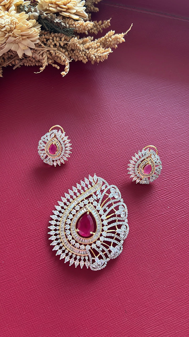 Mehreen Diamond Pendant Set - Rubi