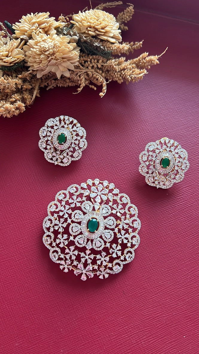 Sohini Big Diamond Pendant Set