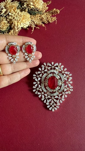Amara Pendant Set - Red