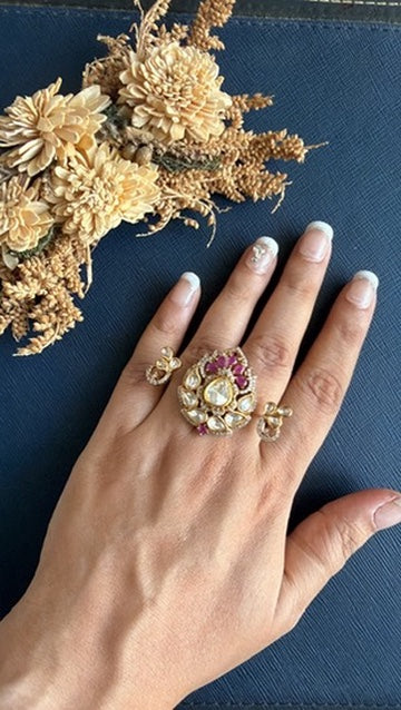 Pravra Kundan Ring -Rubi