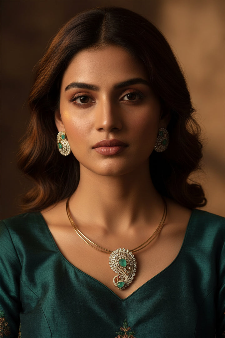 Manasavi Kundan Hasli Set - Sea Green