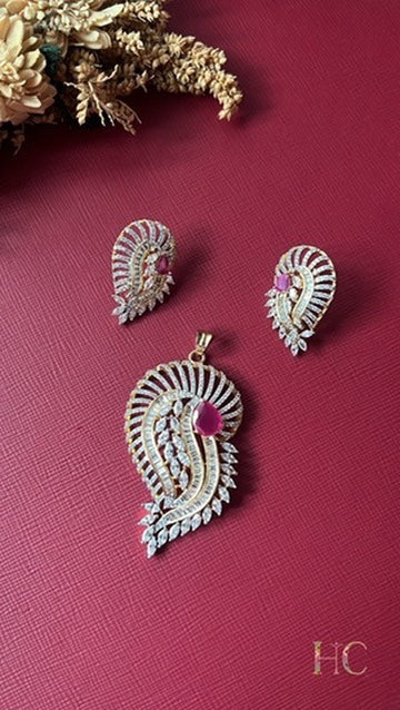 Priya Rubi Diamond Pendant Set