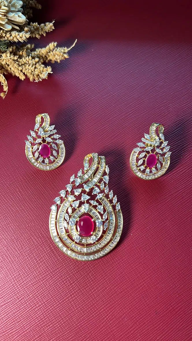 Ria Diamond Pendant Set - Rubi