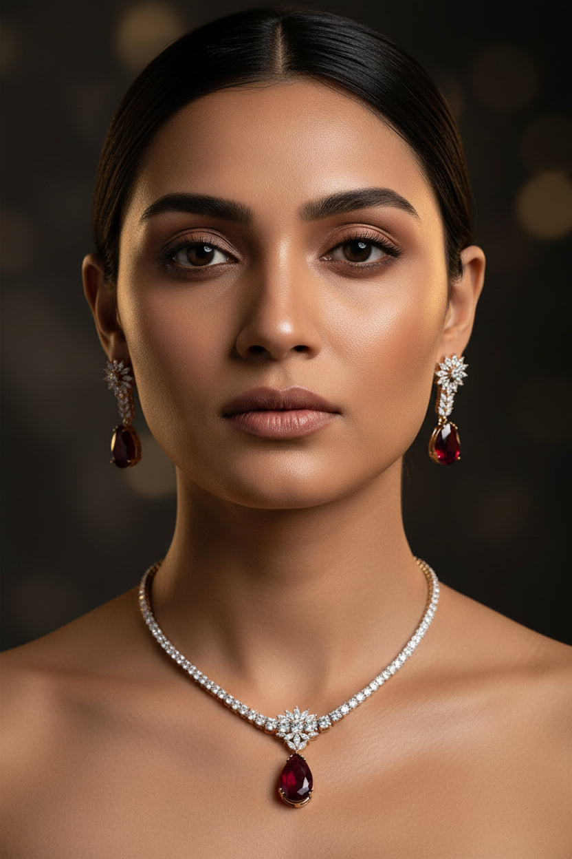 Pranavi Diamond Necklace Set
