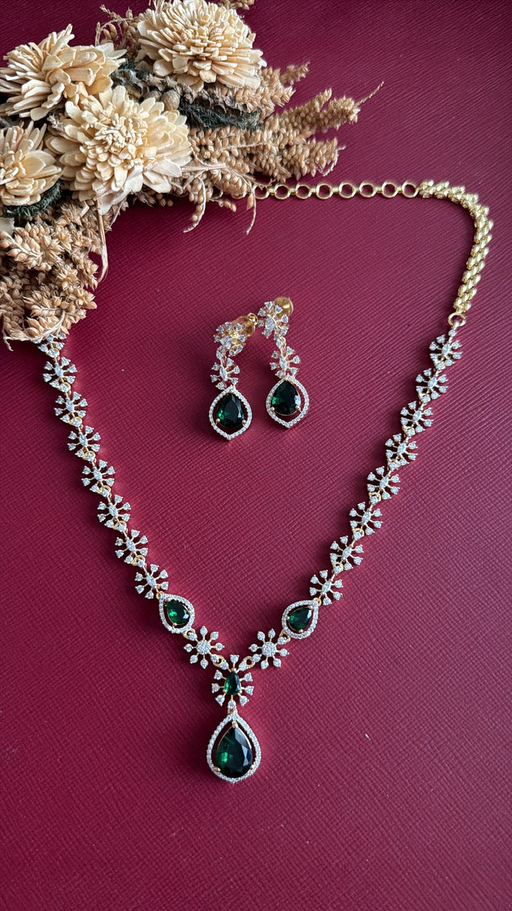 Amaya Diamond Necklace set - Green