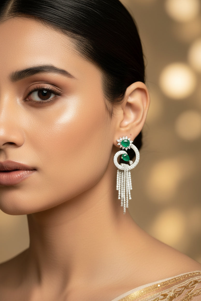 Vidya Diamond Earring- Green
