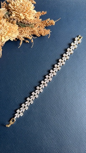 Shuti CZ tennis bracelet worn on wrist, festive jewellery for women