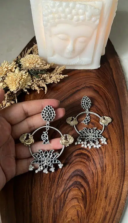 Dual Tone Sliver Replica Chandbali