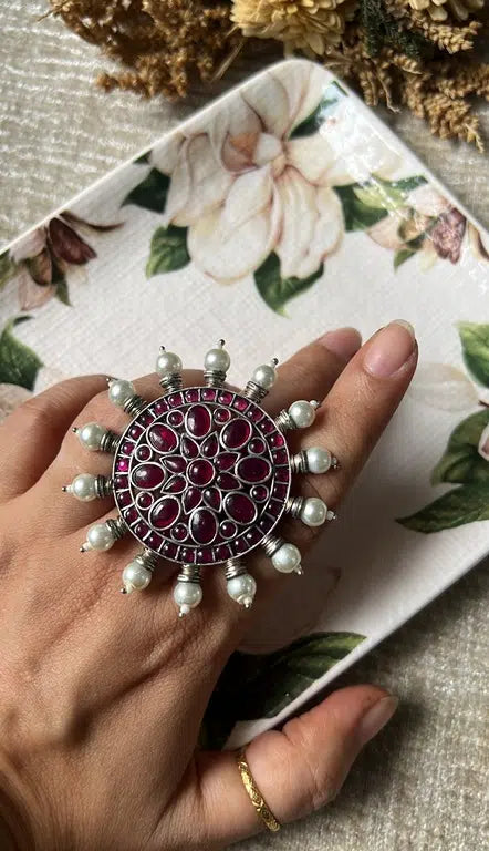 Dual Tone Sliver Replica Jumbo Ring- Rubi