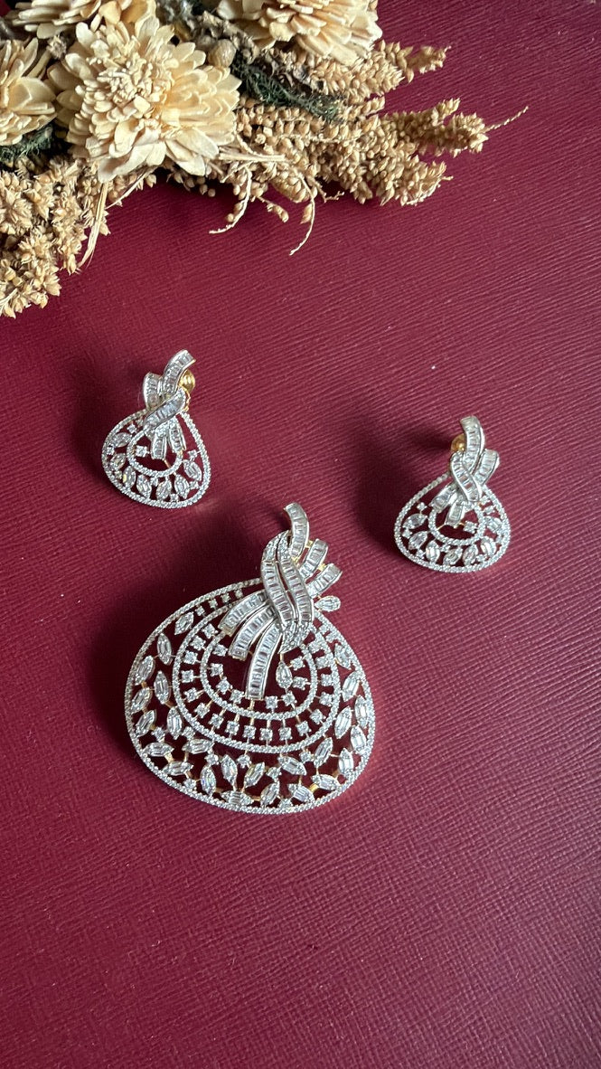 Gold-tone American Diamond pendant set from Hema Collections