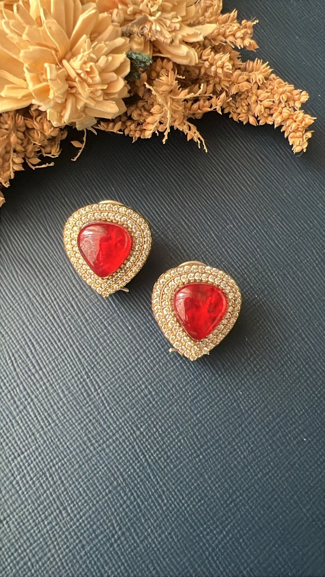 Doublet Stone Studs - Red