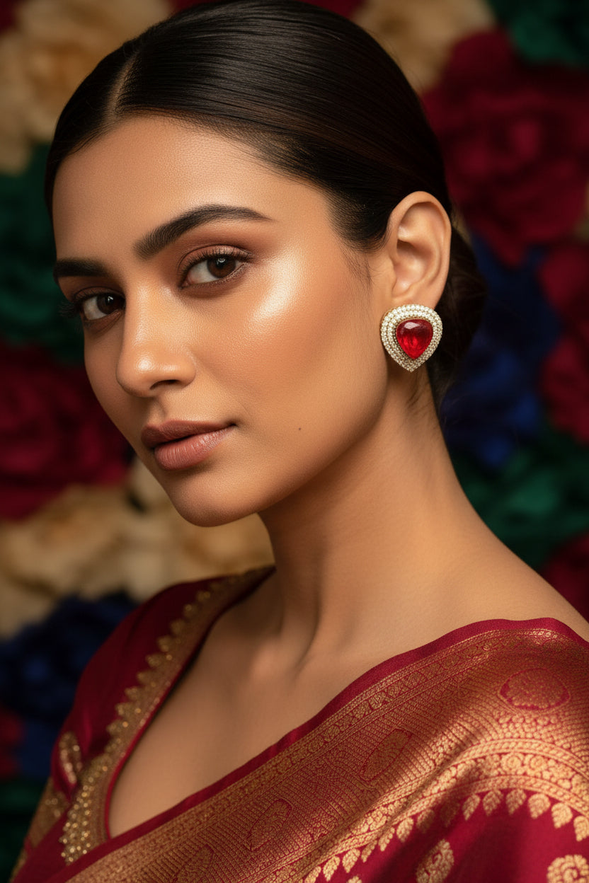 Doublet Stone Studs - Red