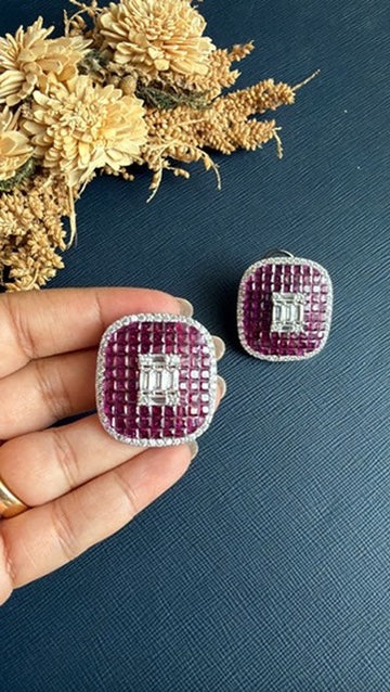 Nipa Diamond Studs - Wine