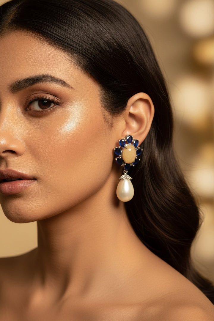 Amarilla Blue Gem Stone Earrings
