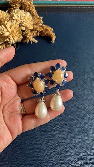 Amarilla Blue Gem Stone Earrings