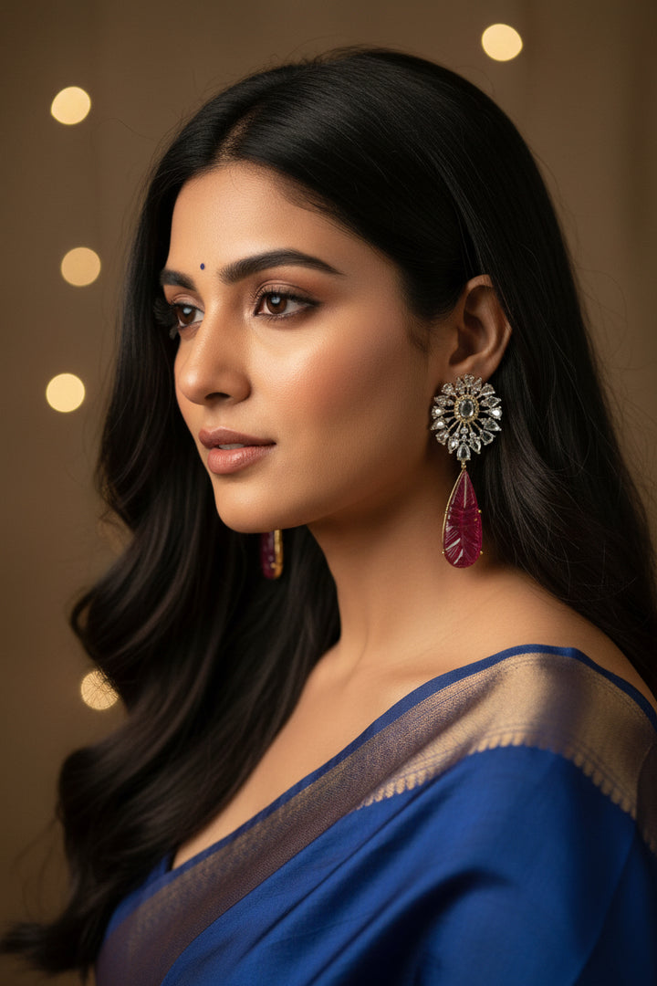 Ojaswini Diamond Earrings -Ruby