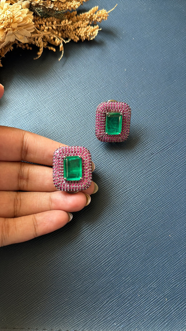 Kaira Diamond Studs - Green