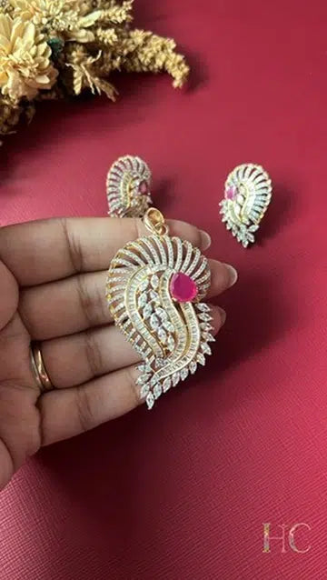 Priya Rubi Diamond Pendant Set
