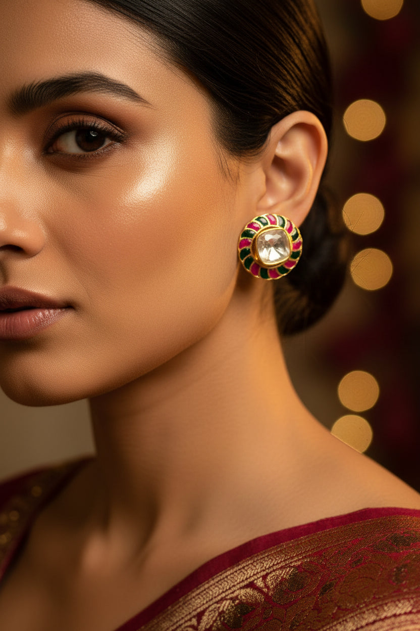Mossinate Kundan Studs