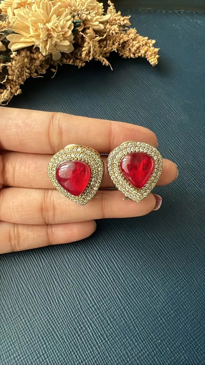 Doublet Stone Studs - Red