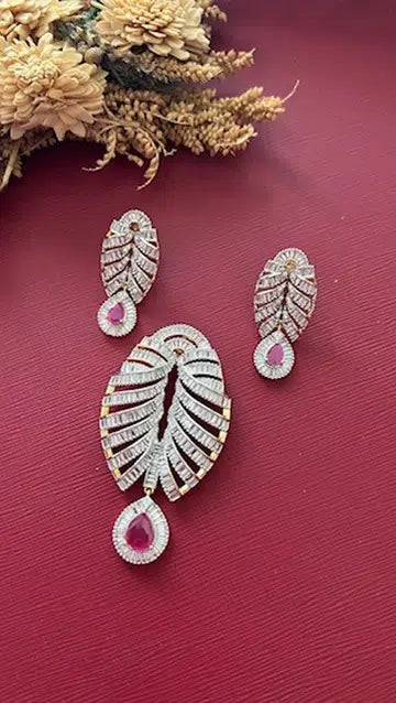 Gold-tone American Diamond pendant set from Hema Collections