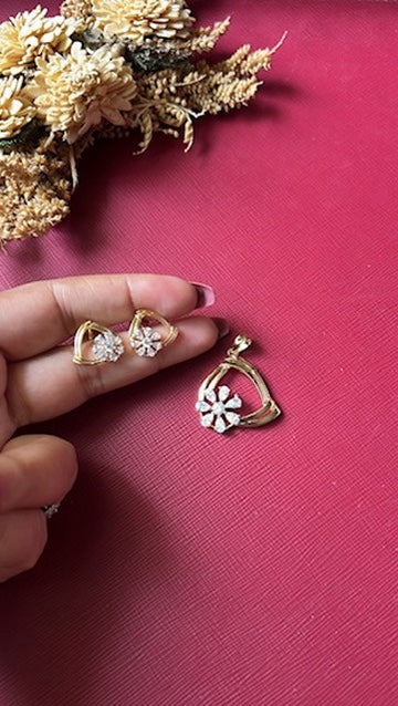 Gold-tone American Diamond pendant set from Hema Collections