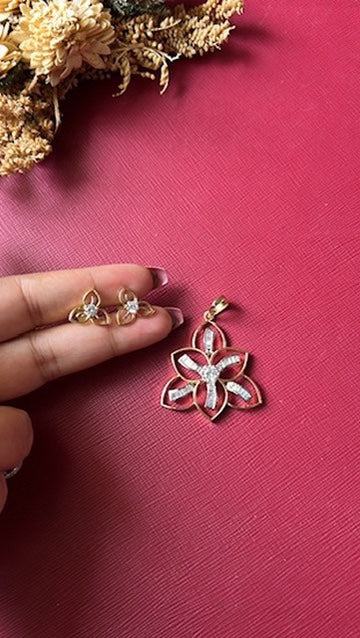 Gold-tone American Diamond pendant set from Hema Collections