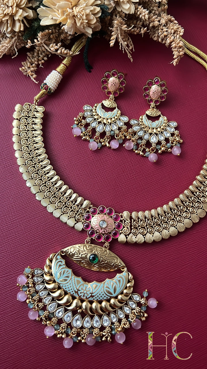 Coloured Enamelling  Necklace Set