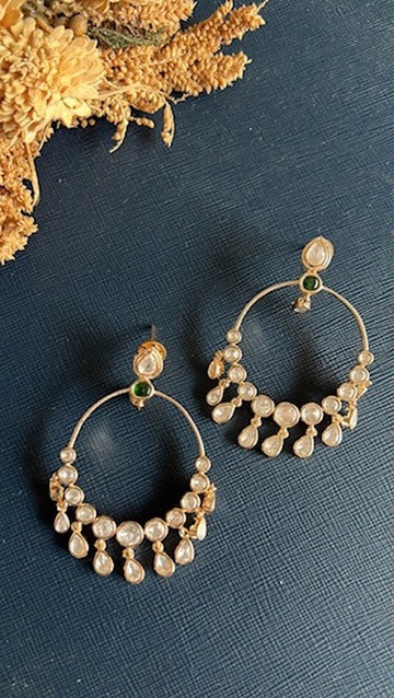 Classic Kundan Chandbali -Green