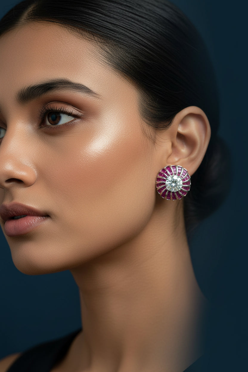 Liyana Diamond Studs -Red