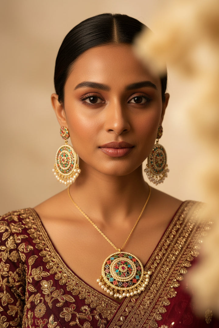 Rukmani Jadau Pendant Set