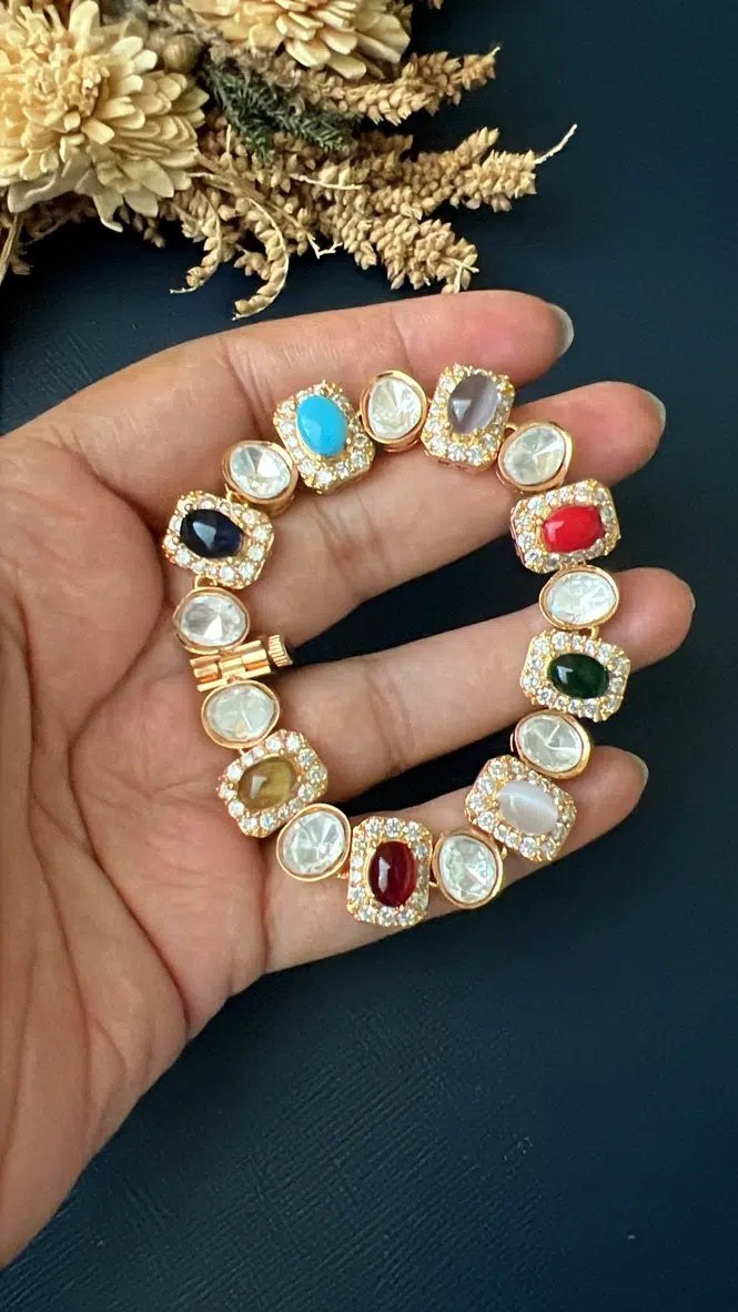 Multi Colour Kundan Bracelet