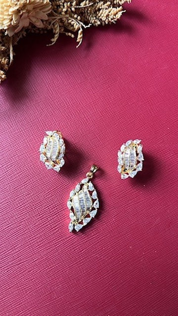 Gold-tone American Diamond pendant set from Hema Collections