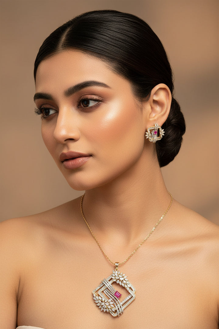 Gazaal Diamond Pendant Set