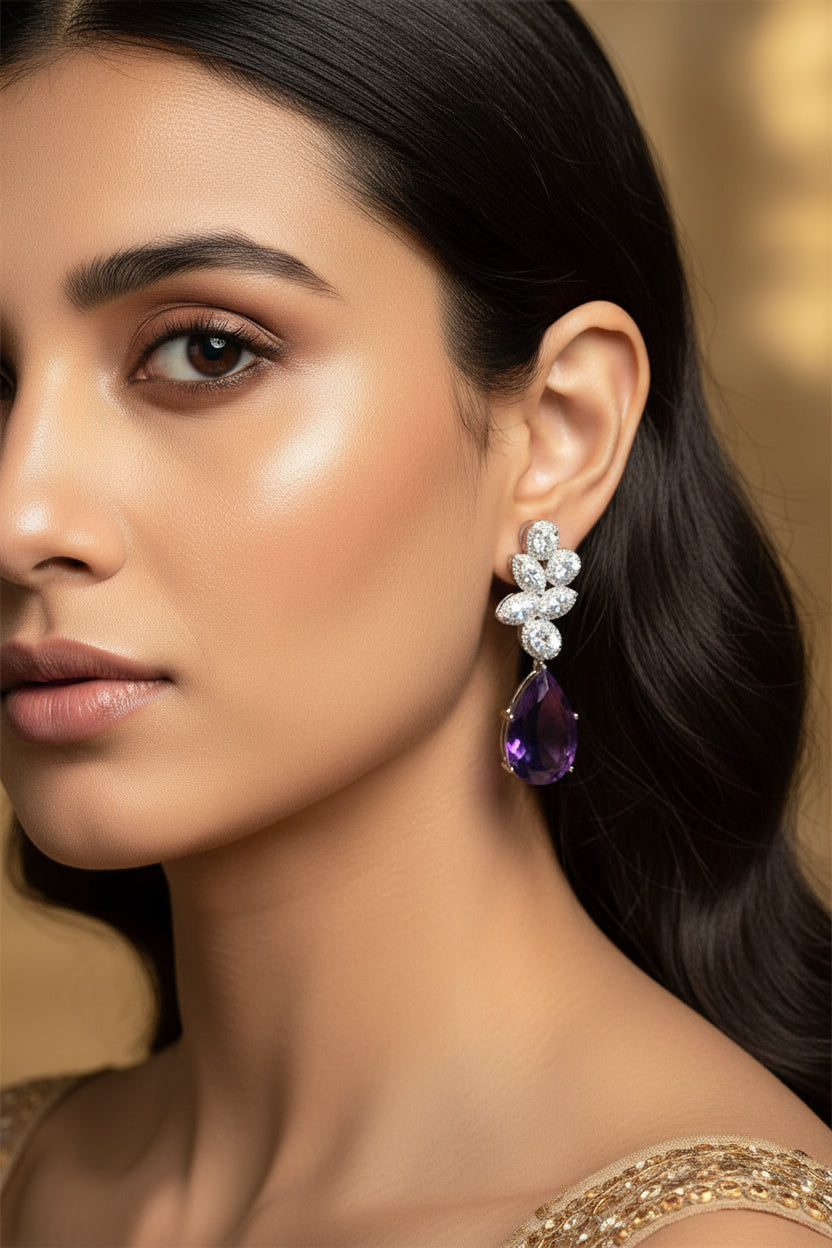 Omisha Teardrop Earrings - Purple