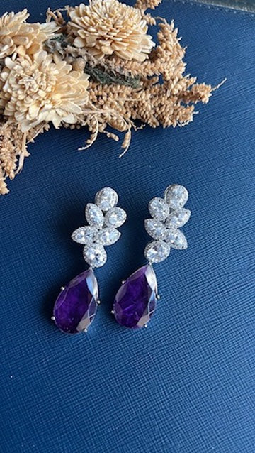 Omisha Teardrop Earrings - Purple