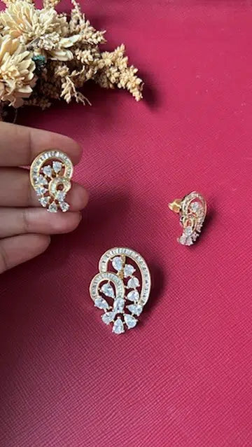 Gold-tone American Diamond pendant set from Hema Collections