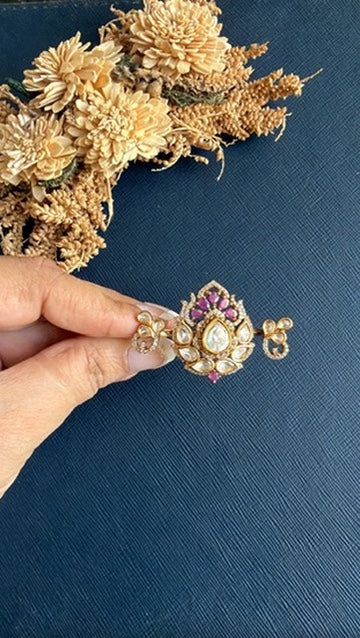 Pravra Kundan Ring -Rubi