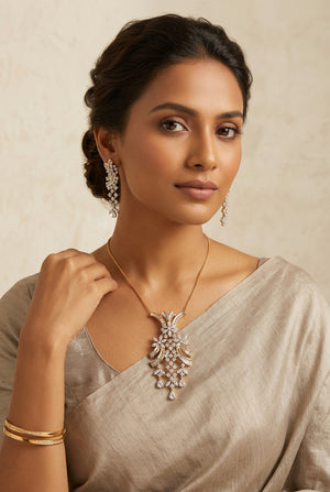Sufiyana white American Diamond pendant and drop earrings set