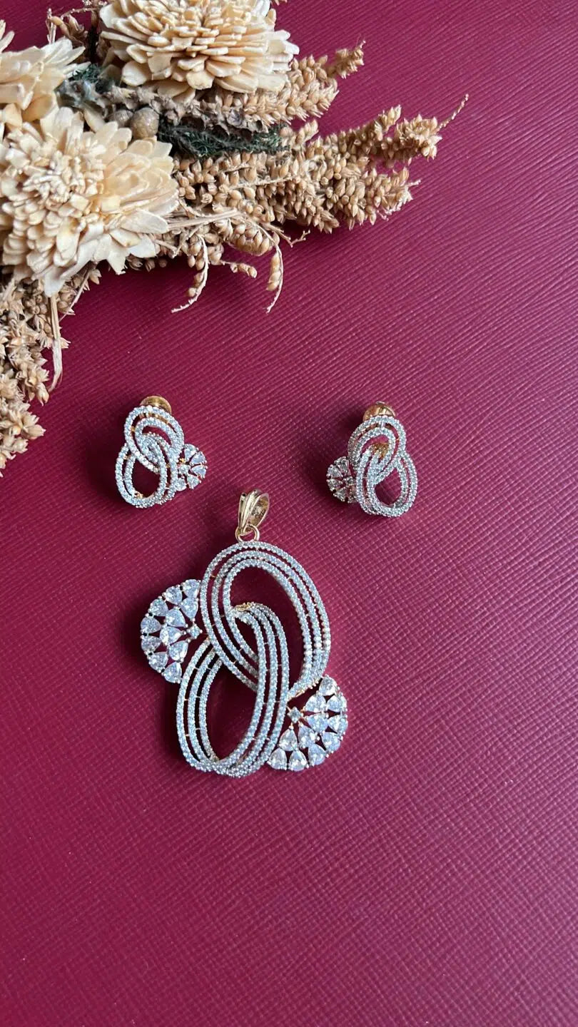 Gold-tone American Diamond pendant set from Hema Collections