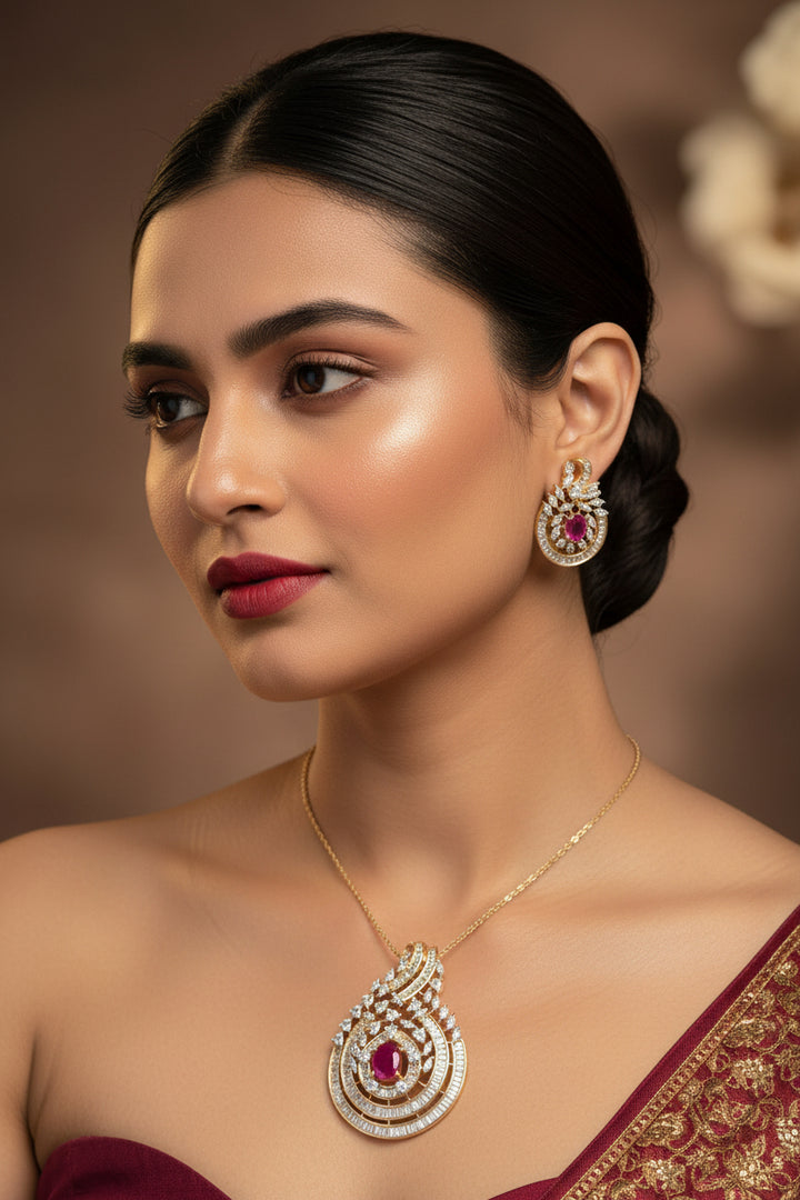 Ria Diamond Pendant Set - Rubi
