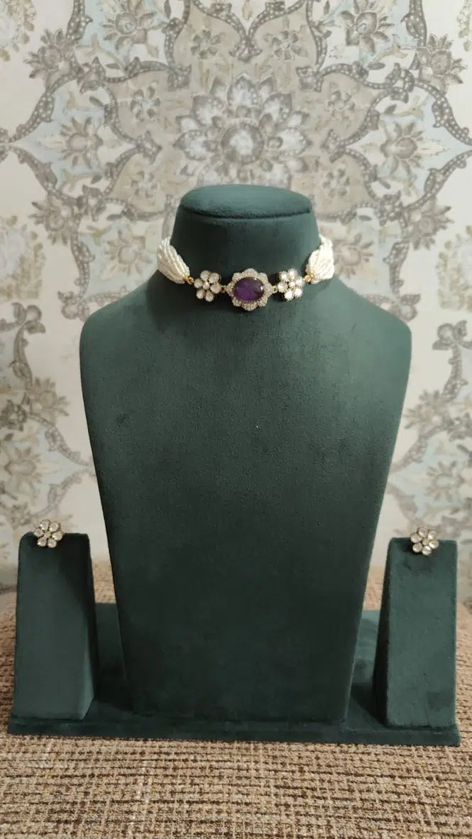 Purple Doublet Stone Choker Set