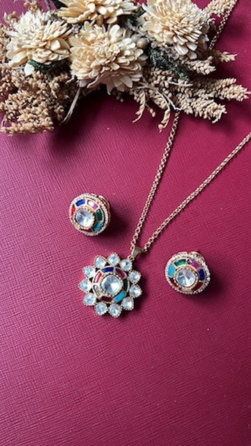 Multicolor Kundan pendant set