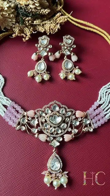 Pink Lotus Kundan Choker