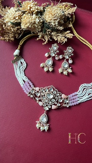 Pink Lotus Kundan Choker