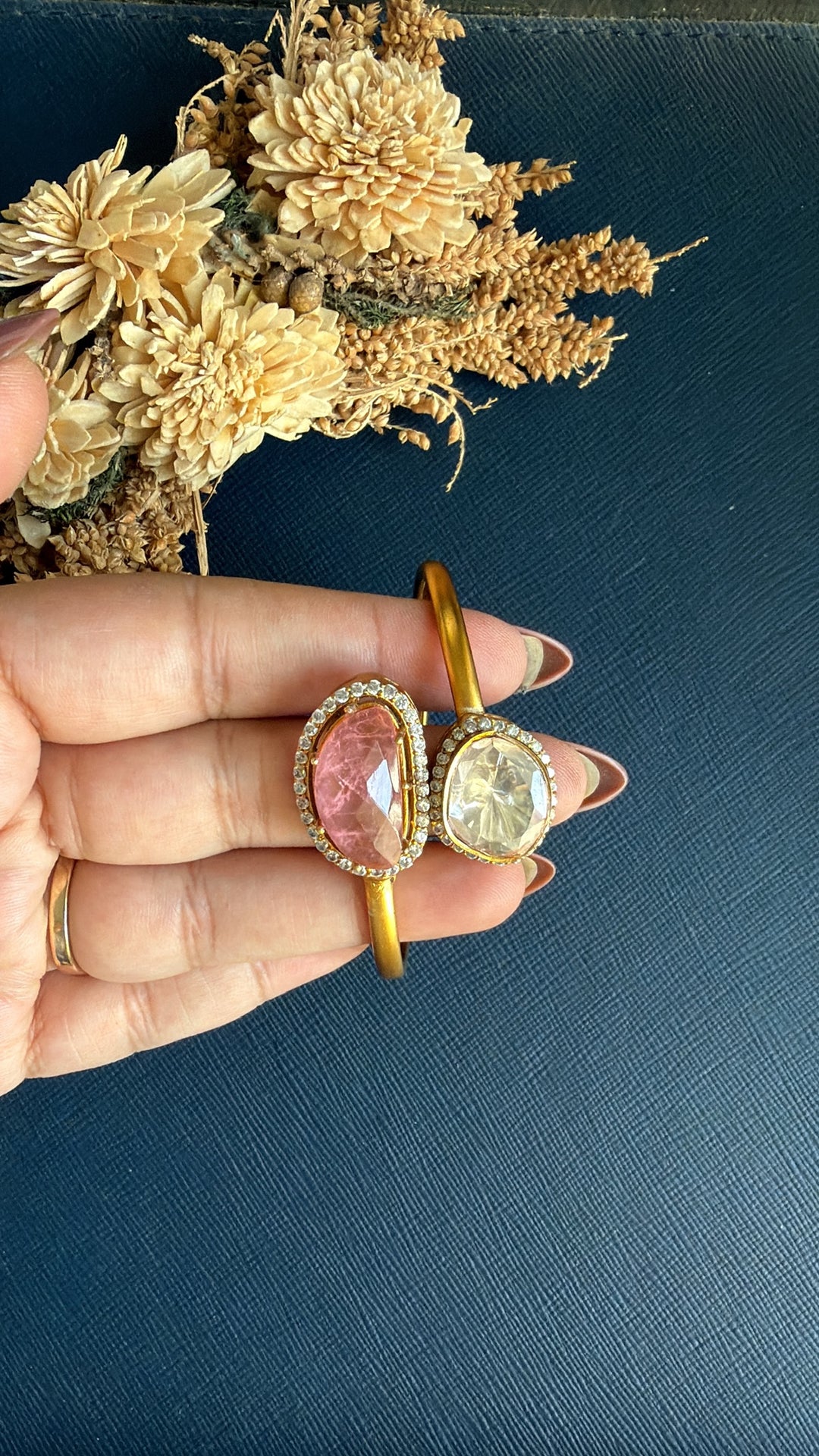 Ayati Doublet stone Bracelet - Baby Pink