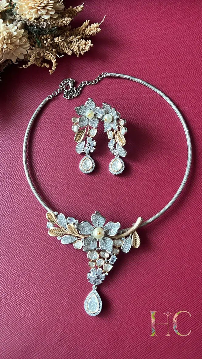 Daisy Kundan Hasli Set - Rubi
